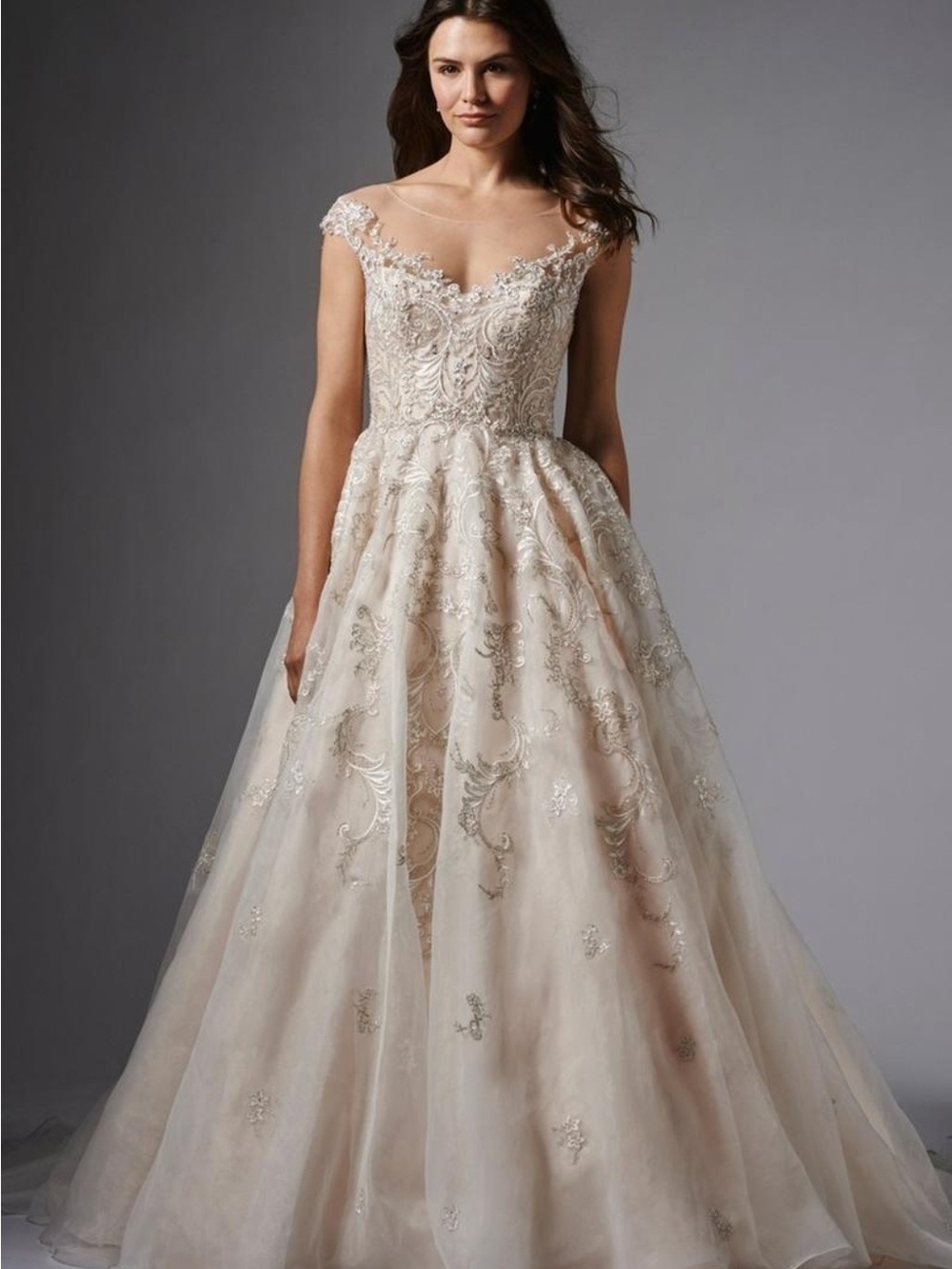 Wtoo Audry Blush Ivory Embroidered Ball Gown Size 12 Nwt